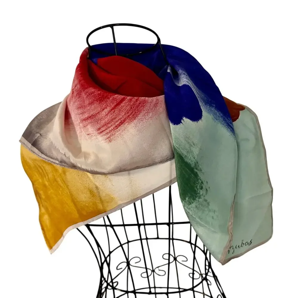 Vintage Smithsonian Friedel Dzubas Silk Scarf Modern Abstract Art Print Square